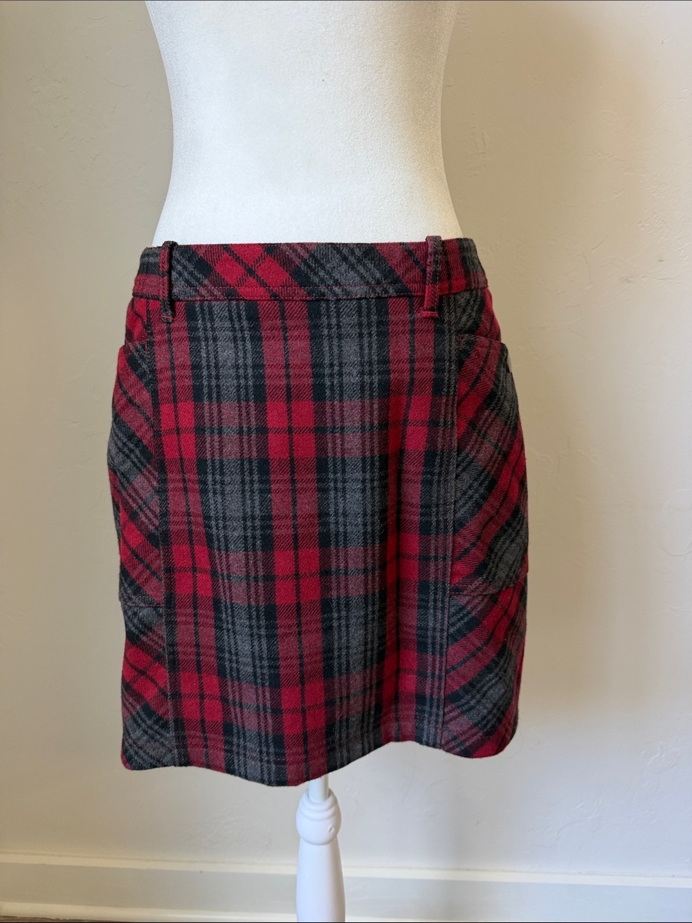 Eddie Bauer Red, Black, and Grey Plaid Mini Skirt
